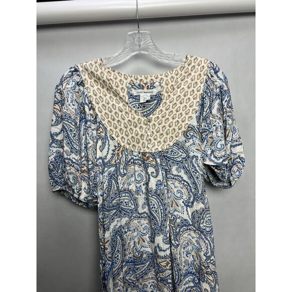 Lucky Brand Paisley Puff Sleeve Tiered Dress Size Small - Picture 4 of 9